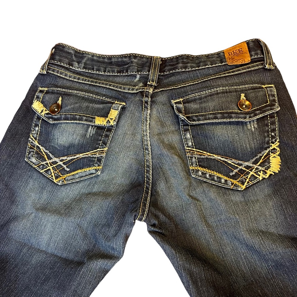 Women’s BKE Denim Sabrina Stretch Bootcut Jeans Thick Stitch Size 30 X 3…